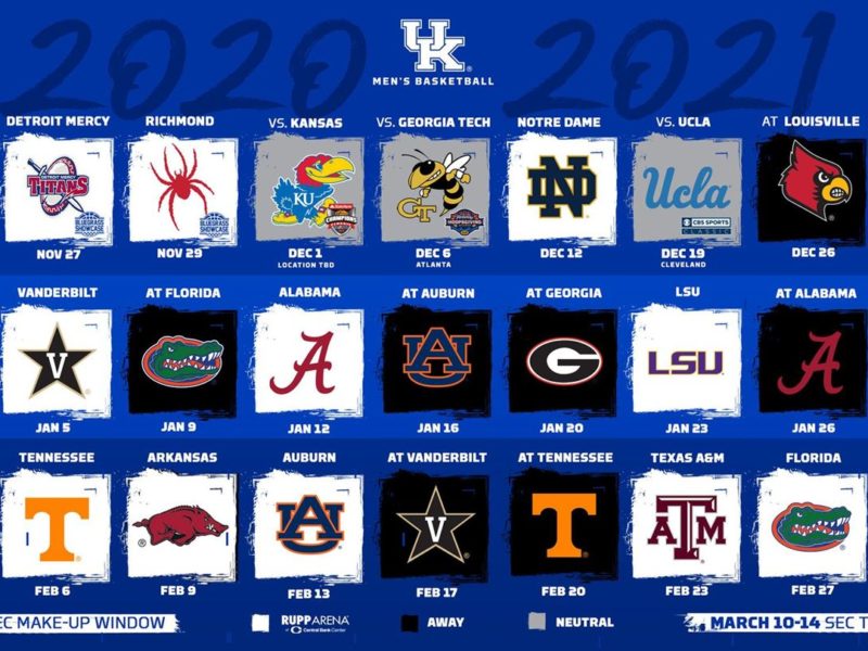 University of Kentucky Basketball Schedule 2020-2021 - KY Supply Co
