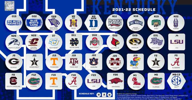 Kentucky Basketball Schedule 2022 Kentucky Basketball Schedule 2021-2022 - Ky Supply Co