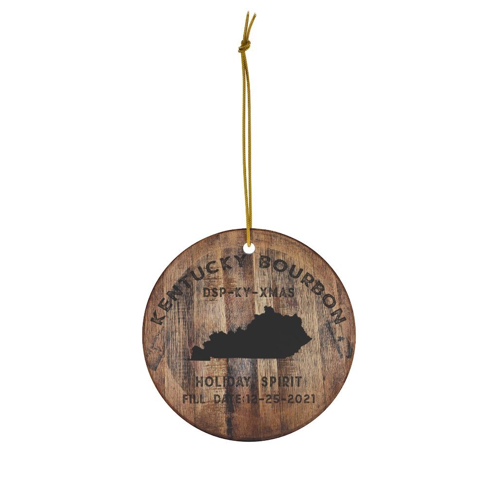 Bourbon Barrel Head Christmas Ornament