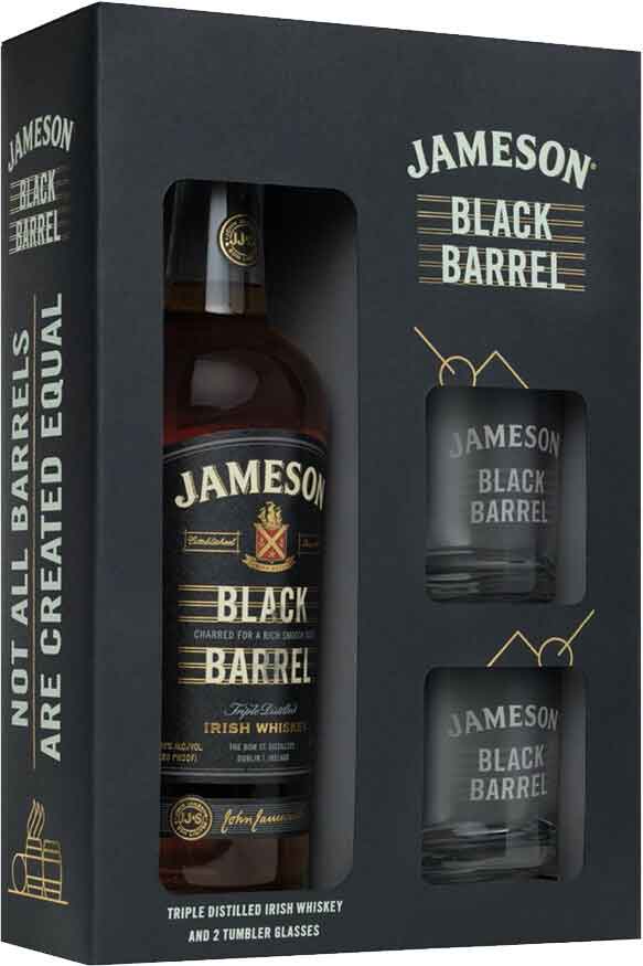 Jameson Black Barrel with Tumbler Glasses